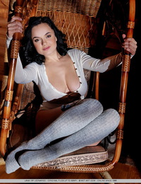Raven-haired Lana with her amazing, large breasts and stockinged feet. - Lana I - Melisi